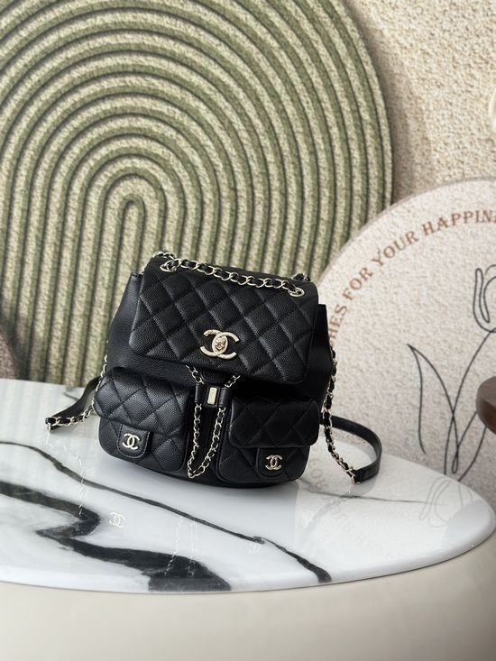Chanel Caviar Backpack Gold Tone Hardware