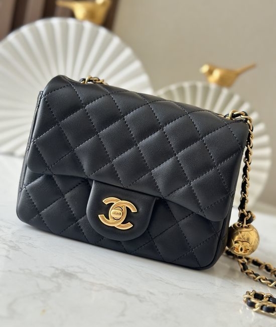 Chanel CF Mini Flap Bag with Gold Ball Chain 1786