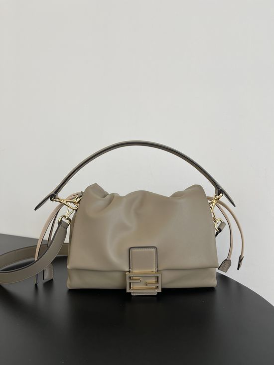 Fendi Mamma Baguette Dove Gray Lambskin Bag 8833