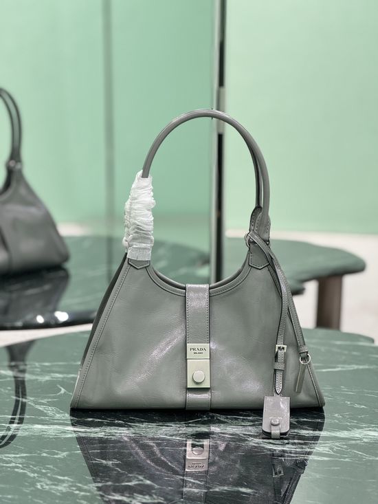Prada Waxed Leather Top Handle Satchel Bag 1BG563