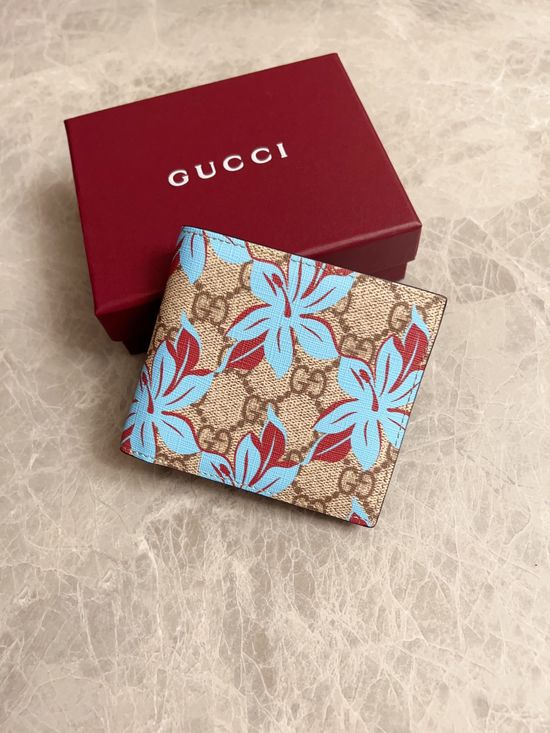 Gucci GG Emblem Blue Printed Wallet 841146