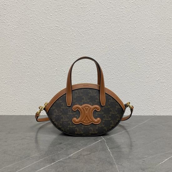 Celine Oval Logo Print Leather Handbag 122262