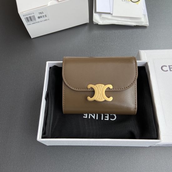 Celine Triomphe Glazed Leather Wallet 10D782CQH