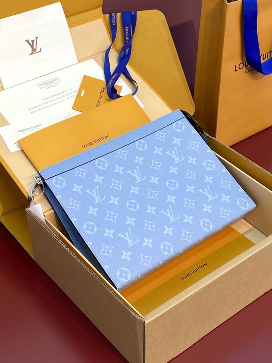 Louis Vuitton Pochette Voyage Medium Blue Clutch M14011