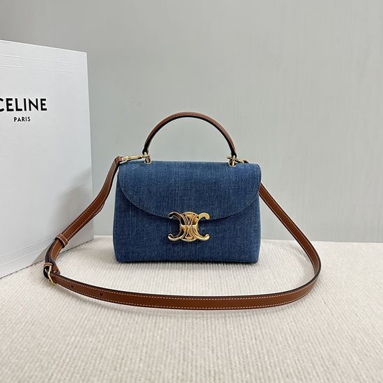 Celine Triomphe Kelly Handbag Denim 118112