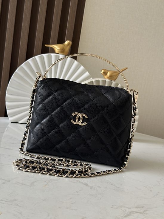 Chanel Cococrush Handle Lunch Box Bag Black 66043