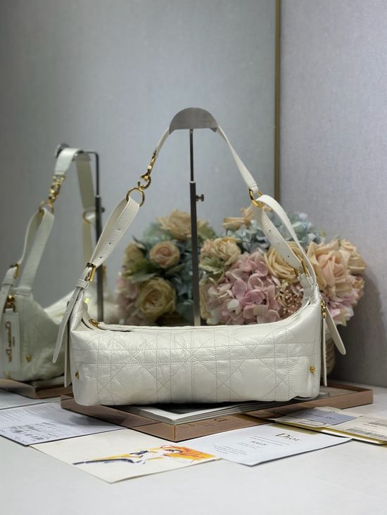 Christian Dior D-Journey White Wrinkle Leather Bag 2417