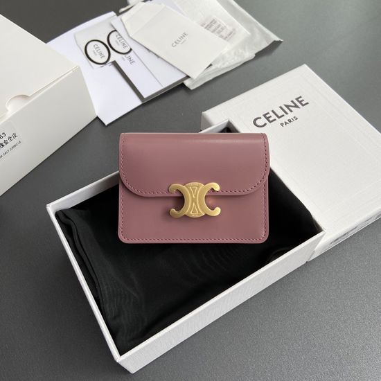 Celine Triomphe Glazed Leather Card Holder 10N 063