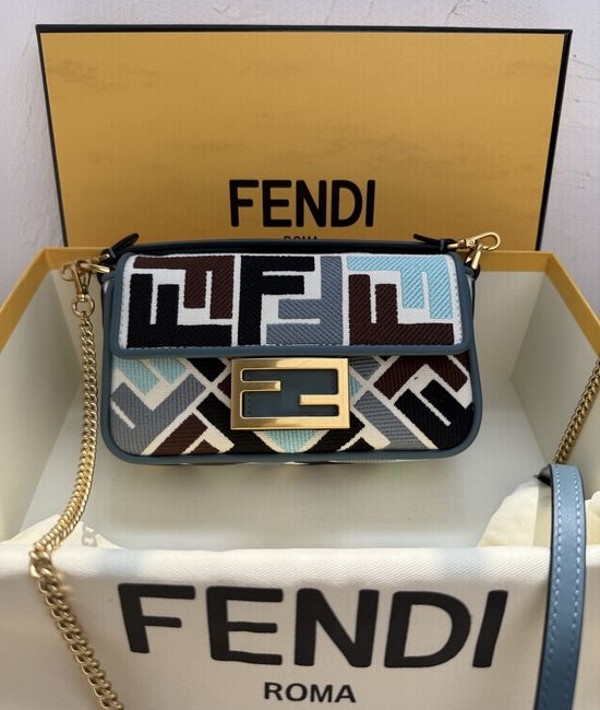 Fendi Baguette Mini Jacquard Fabric Handbag 0191