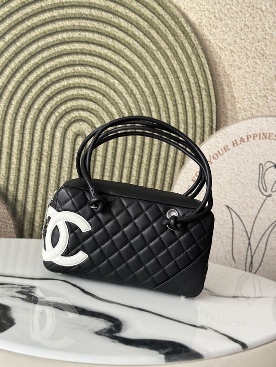 Chanel Cambon Pillow Bag Black With White Trim 3327