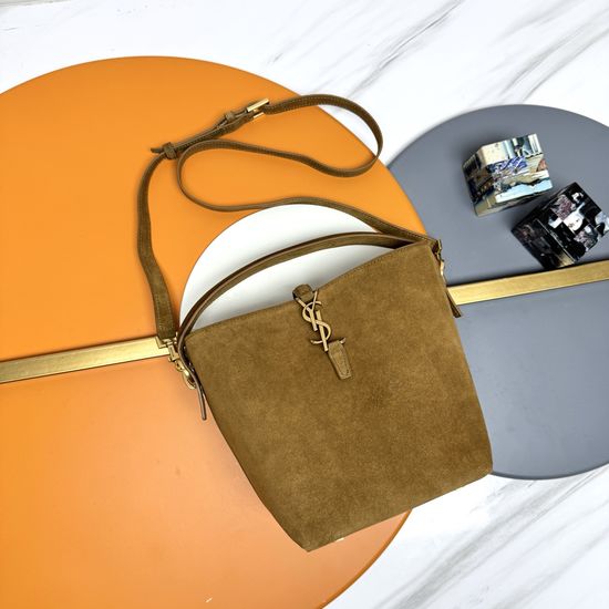 Yves Saint Laurent LE 37 Suede Bucket Bag with Metal Logo 13485