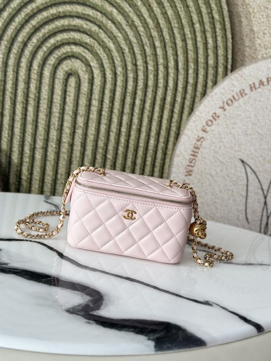 Chanel Sheepskin Vanity Case with Chain 66015