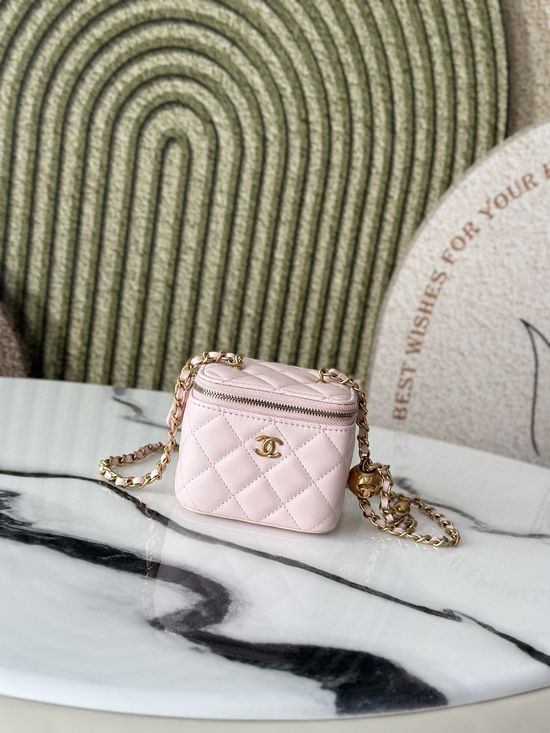 Chanel Lambskin Makeup Box with Adjustable Chain 66014