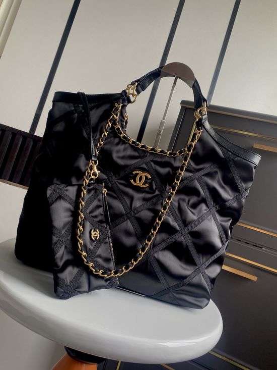 Chanel Nylon Quilted Chain Shopping Tote As2993