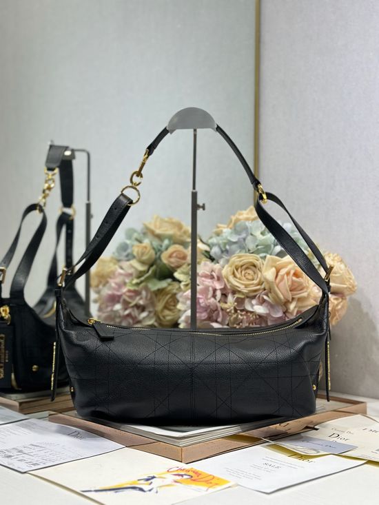 Christian Dior D-Journey Black Goat Pattern Bag 2417