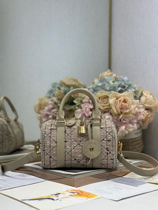 Christian Dior Groove Beige Tweed Handbag 1365