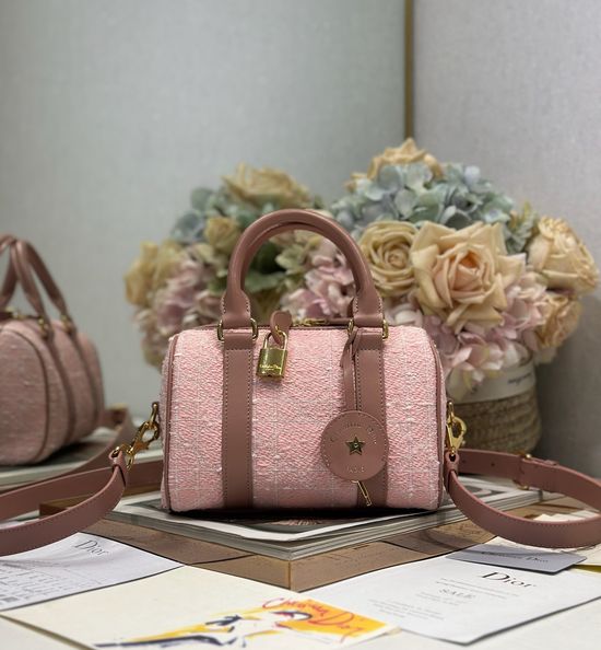 Christian Dior Groove Pink Tweed Handbag 1365