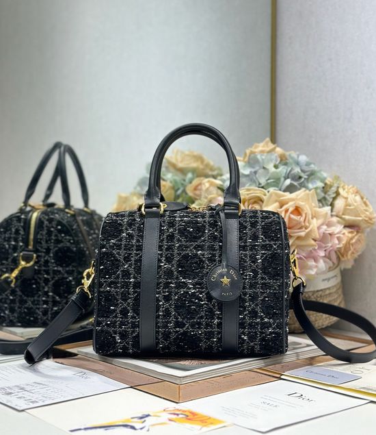 Christian Dior Groove Black Tweed Handbag 1365