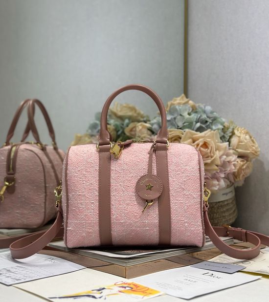 Christian Dior Groove 25 Pink Tweed Handbag 1365