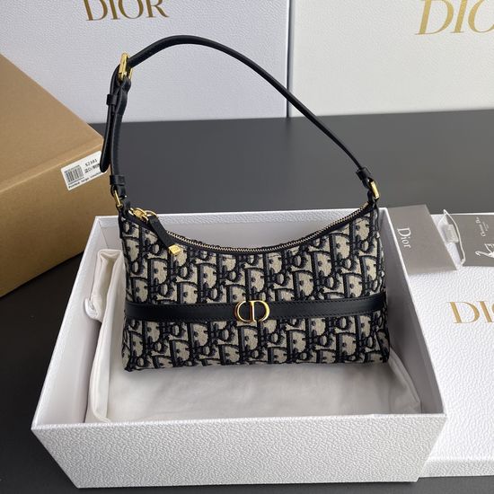 Christian Dior 30 Montaigne Cigale Handbag Blue Obique S2381