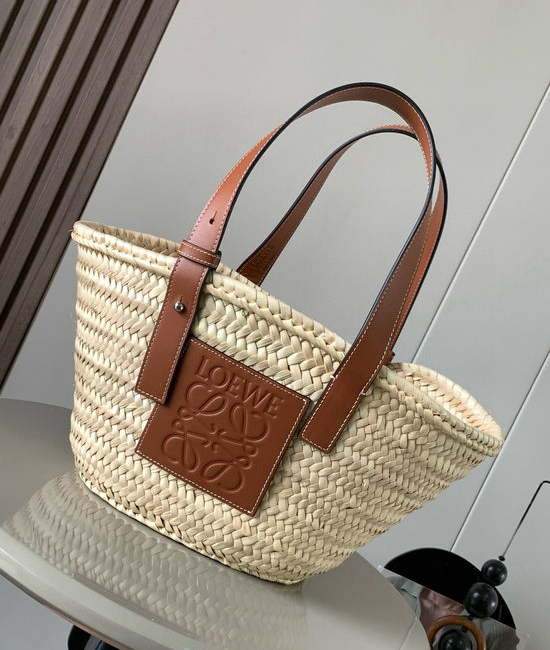 Loewe Basket Palm Leaf and Calfskin Handbag 8004