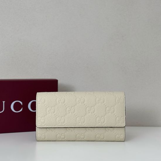 Gucci White Litchi Embossed Wallet 815922
