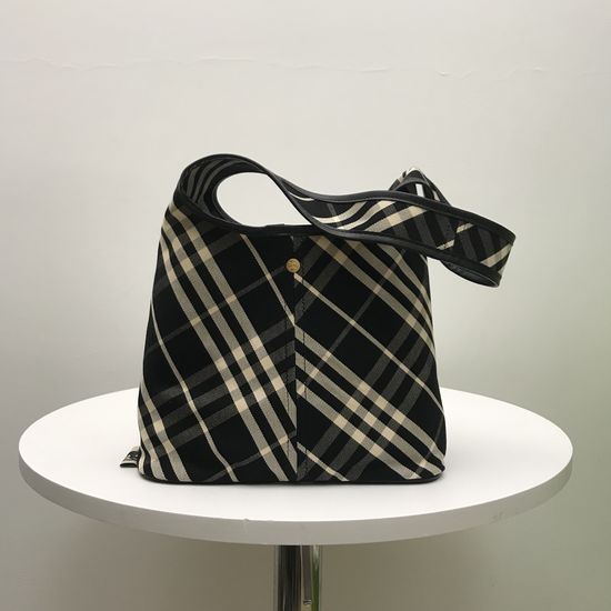 Burberry Cotton Twill Check Shoulder Bag 16129