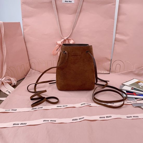 Miu Miu Suede Mini Bucket Bag 5NF460