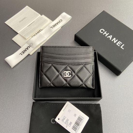 Chanel Black Lambskin Leather Wallet AP4472