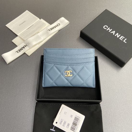 Chanel Wallet Haze Blue Fine Grain 4472