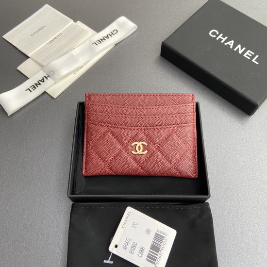 Chanel Burgundy Textured Leather Wallet AP4472