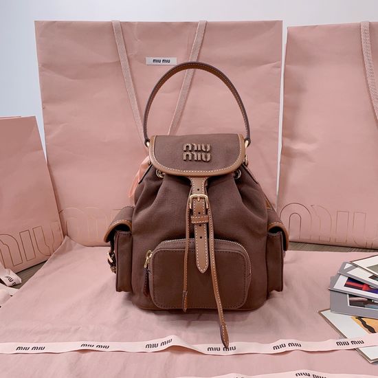 Miu Miu College Style Canvas Leather Backpack 5BZ043