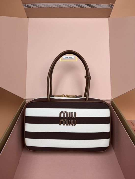 Miu Miu Beau Canvas Large Leather Trimmed Tote Bag 5BB163