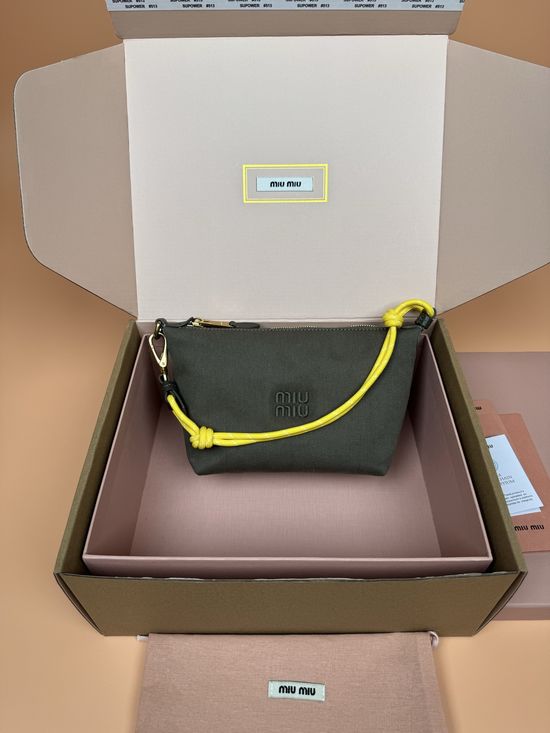 Miu Miu Nappa Gabardine Texture Pouch Green 5NE841