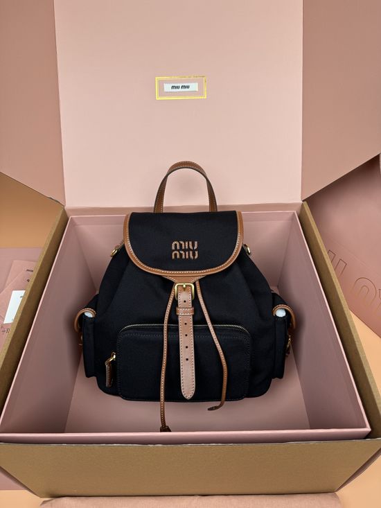 Miu Miu Canvas and Leather Backpack 5BZ042