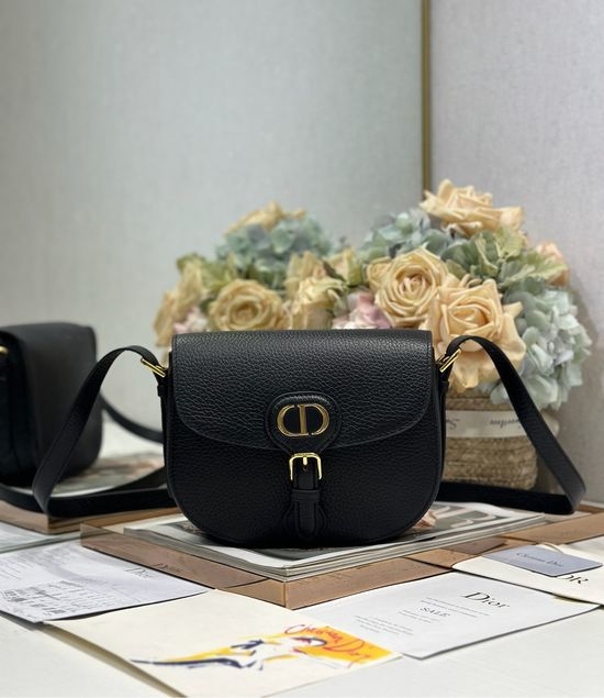 Christian Dior CD Bobby Medium Black Litchi Grain Bag 9337