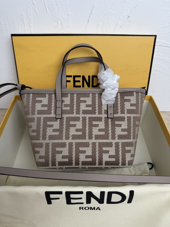 Fendi Roll Mini Bucket Bag Gray Tote 8100