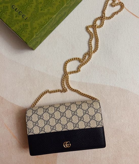 Gucci Marmont Leather Chain Wallet 497985
