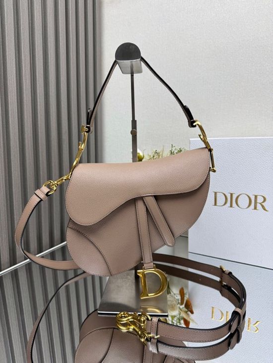 Christian Dior Saddle Bag Taupe Epsom Leather 93271