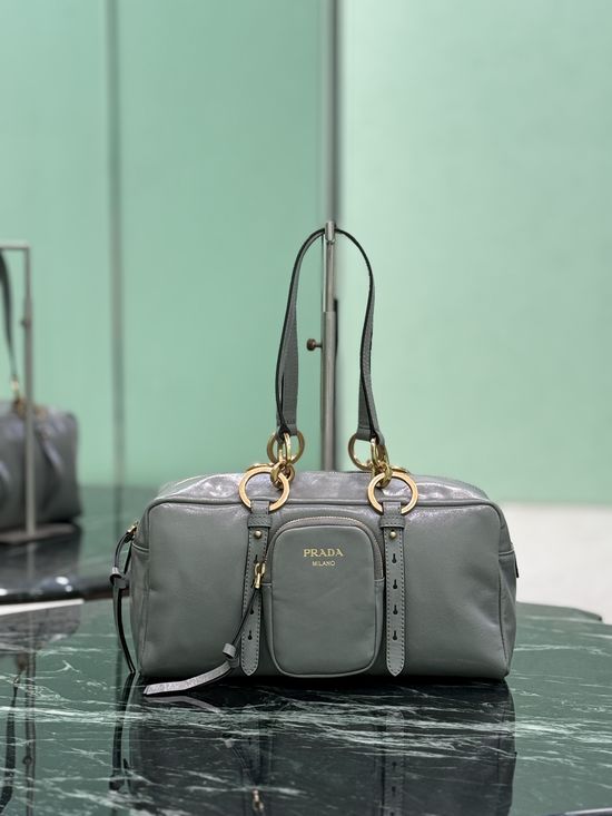 Prada Soft Lux Leather Shoulder Handbag 1BB138