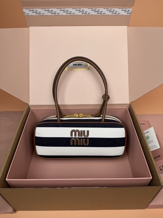 Miu Miu Beau Canvas and Leather Handbag _5BB173