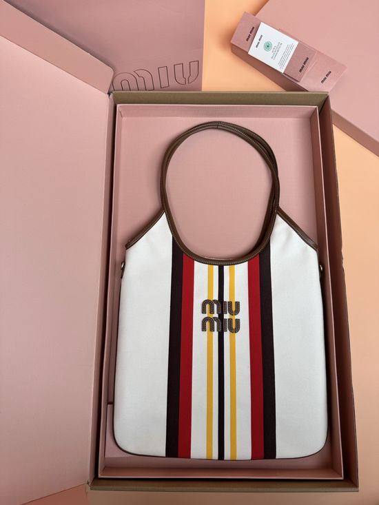 Miu Miu IVY Canvas Colorful Trim Handbag 5BG231