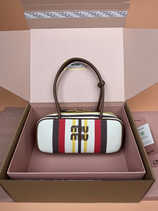 Miu Miu Beau Canvas and Leather Handbag _5BB173