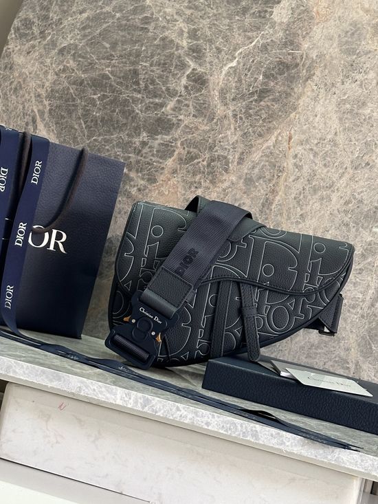 Christian Dior Saddle Bag Navy Blue Leather 1ADPO093LGP_93305
