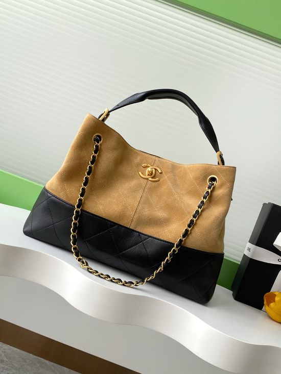 Chanel Suede Quilted Shoulder Bag AS5634