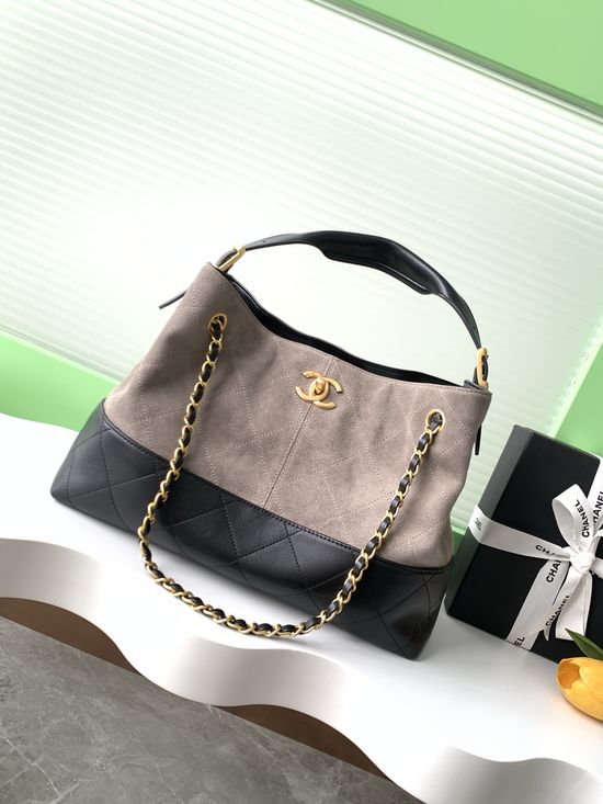Chanel Suede Quilted Shoulder Bag AS5634