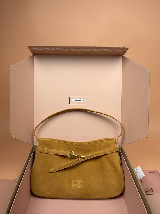 Miu Miu Adventure Nappa Leather Handbag with Embossed Logo 5BG181