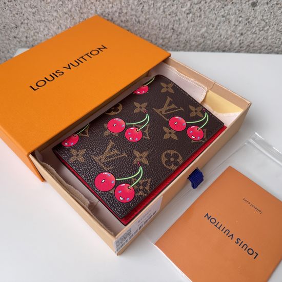 Louis Vuitton Cherry Pattern Leather Lined Passport Holder M13424