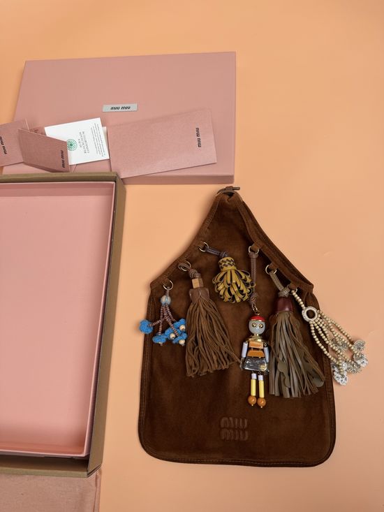 Miu Miu Tote Bag Suede Leather with Tassels 5BA295