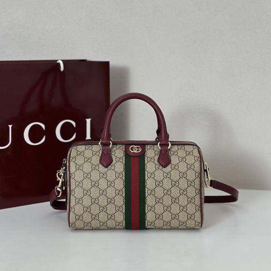 Gucci Handbag Original Leather Brown Rubber Ankola Red 836825